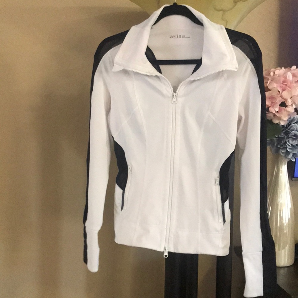 Zella ZIP Up Athletic Jacket Black White XS XSmall
